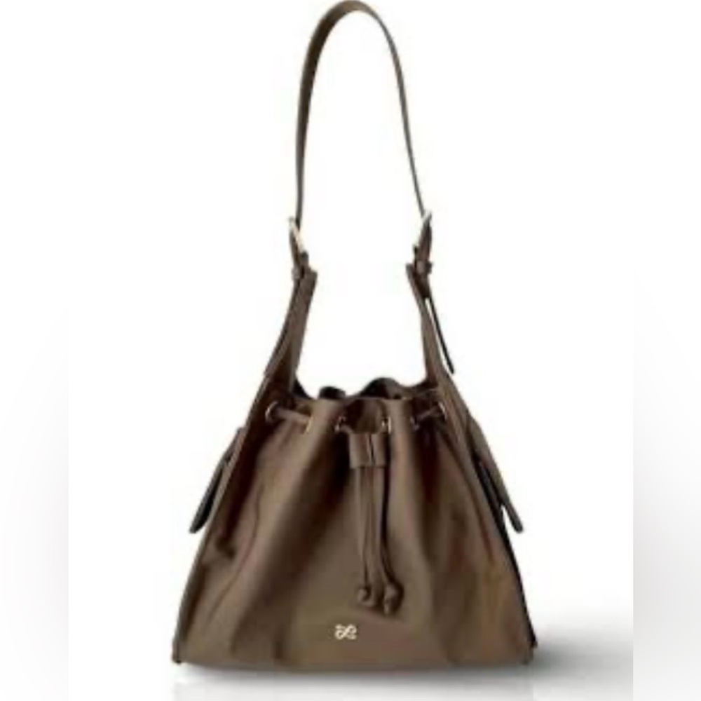 Yumi Bond Nylon Brown Leather Shoulder Bag